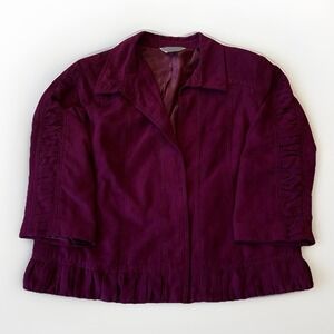3/$25 Sale Christopher & Banks Women's Blazer Size Large Purple 3/4 Sleeve Suede